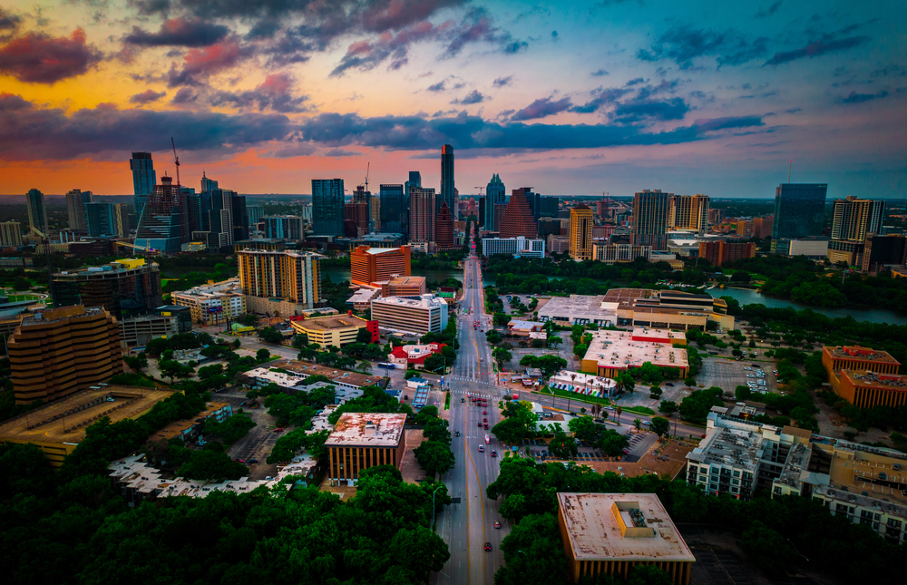 Perfect,View,Down,South,Congress,Bridge,Austin,Texas,Sunset,From