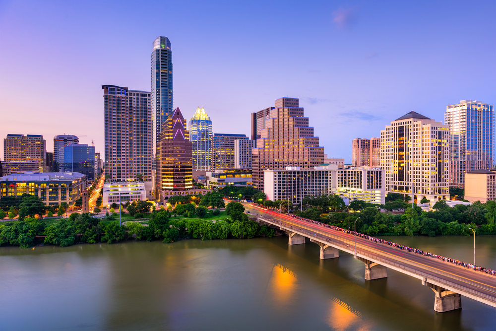 Austin,,Texas,,Usa,Downtown,Skyline,On,The,Colorado,River.