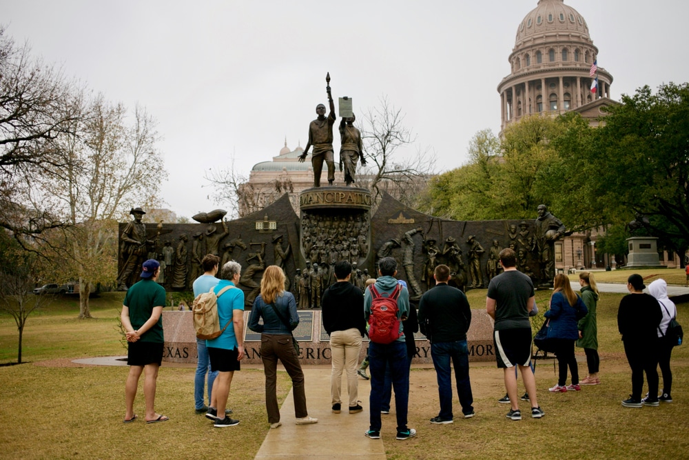 Austin,Texas,2/2/2019,Tourists,On,A,Guided,Tour,Outside,The