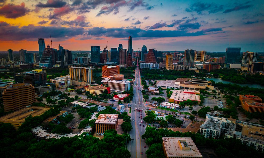 Perfect,View,Down,South,Congress,Bridge,Austin,Texas,Sunset,From